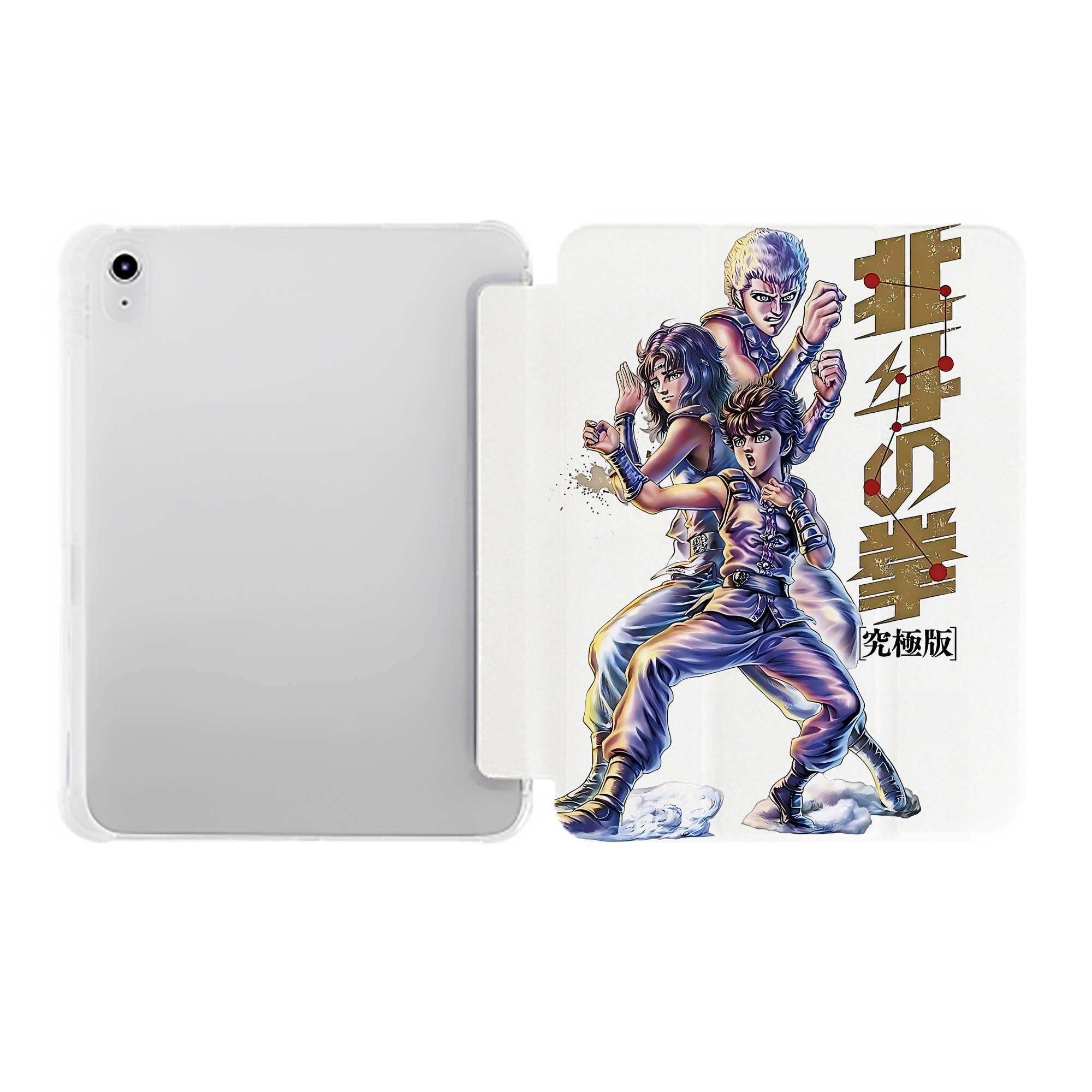 （画像用） 北斗の拳 Fist of the North Star IPad ケース ペン収納付き 三つ折りスタンド PUレザー×シリコン 対応機種9.5/10.5/10.9インチ